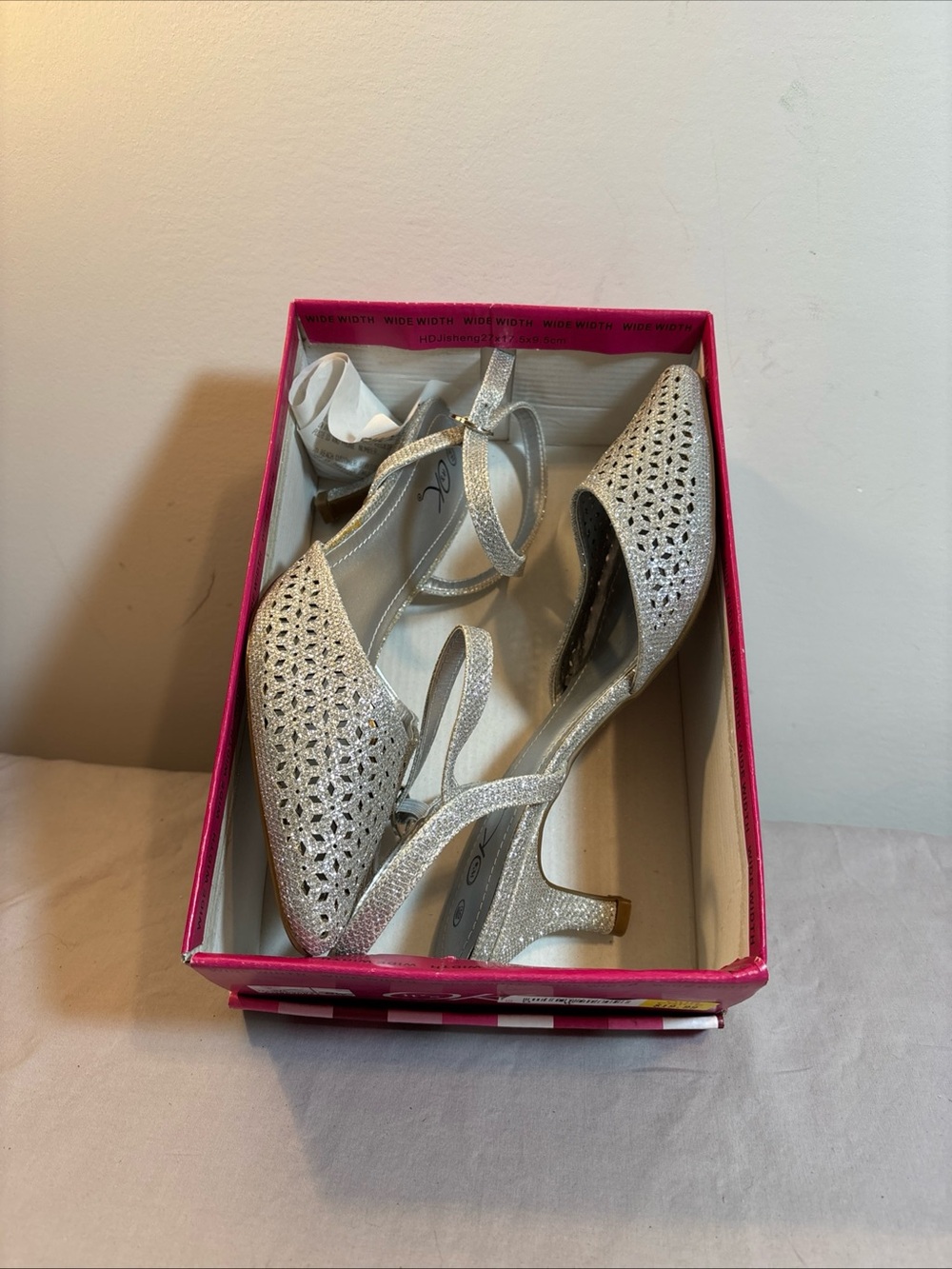 Silver Glitter Slingback Kitten Heels for Women